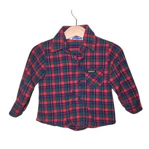Vintage OshKosh B’Gosh Flannel Plaid Baby 12m 18m Shirt